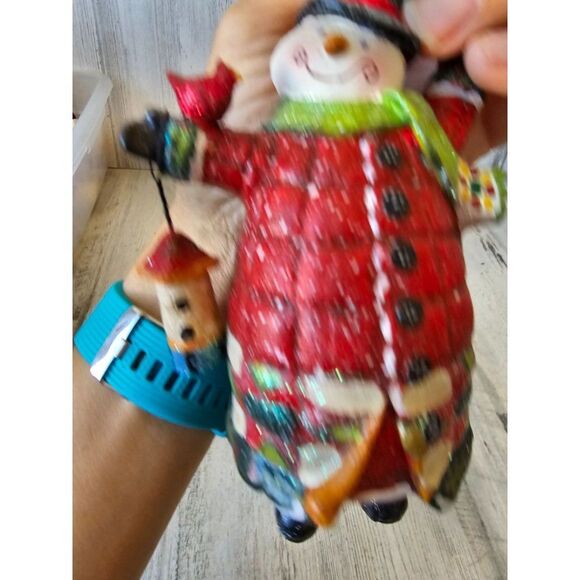 Jointed snowman birdhouse Cardinal red ornament Xmas tree - Picture 7 of 8